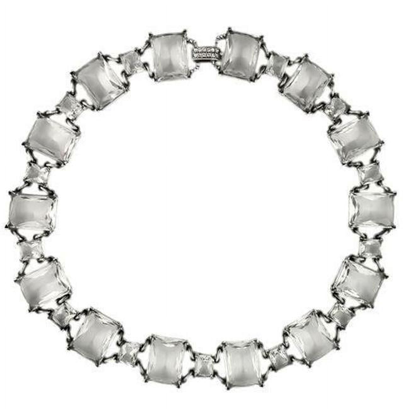 Picture of Alamode LO1140-18 Women Antique Silver Brass Necklace with Synthetic in Clear - 18 in.