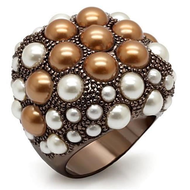Women Chocolate Gold Brass Ring with Synthetic in Multi Color - Size 9