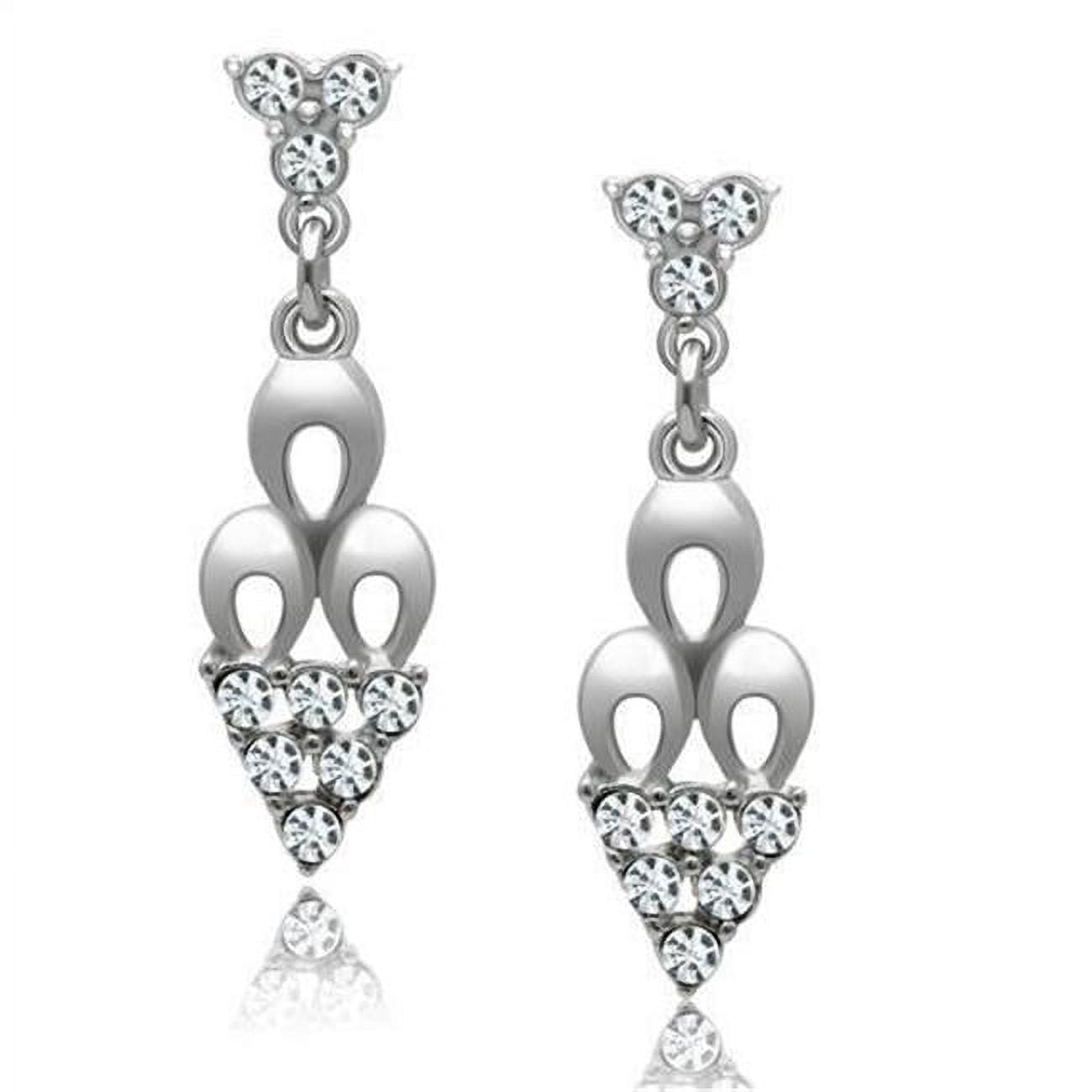 Picture of Alamode LO1969 Women Rhodium White Metal Earrings with Top Grade Crystal in Clear