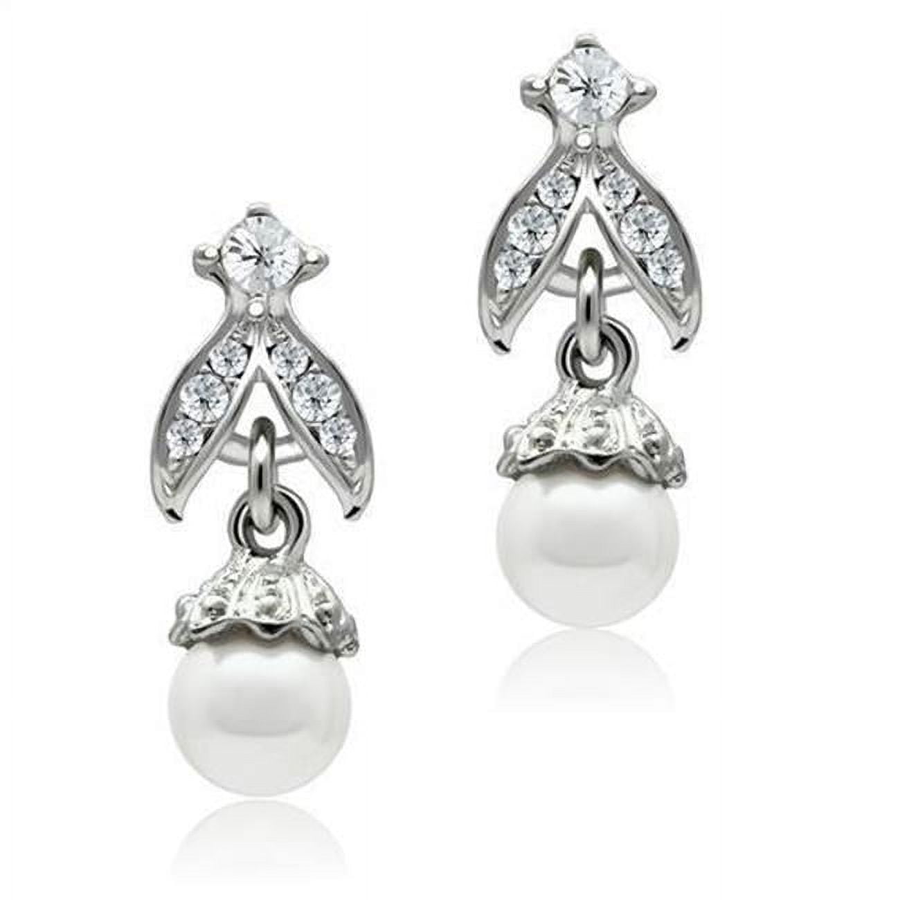 Picture of Alamode LO1988 Women Rhodium White Metal Earrings with Synthetic in White