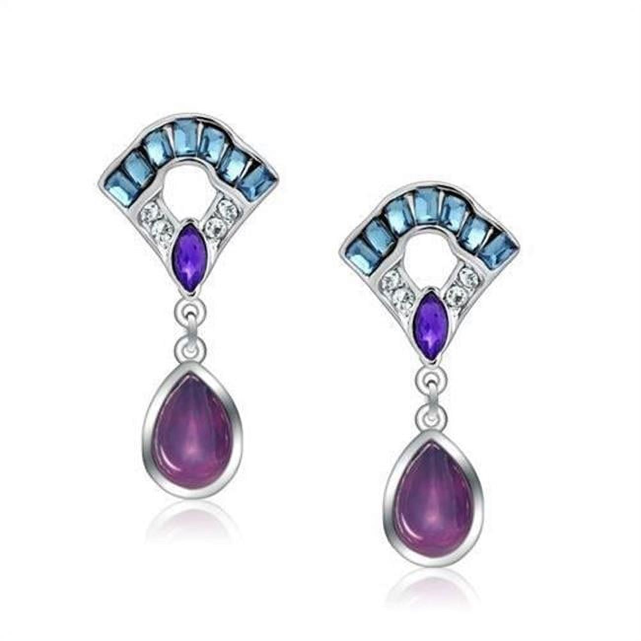 Picture of Alamode LO1993 Women Rhodium White Metal Earrings with Top Grade Crystal in Multi Color