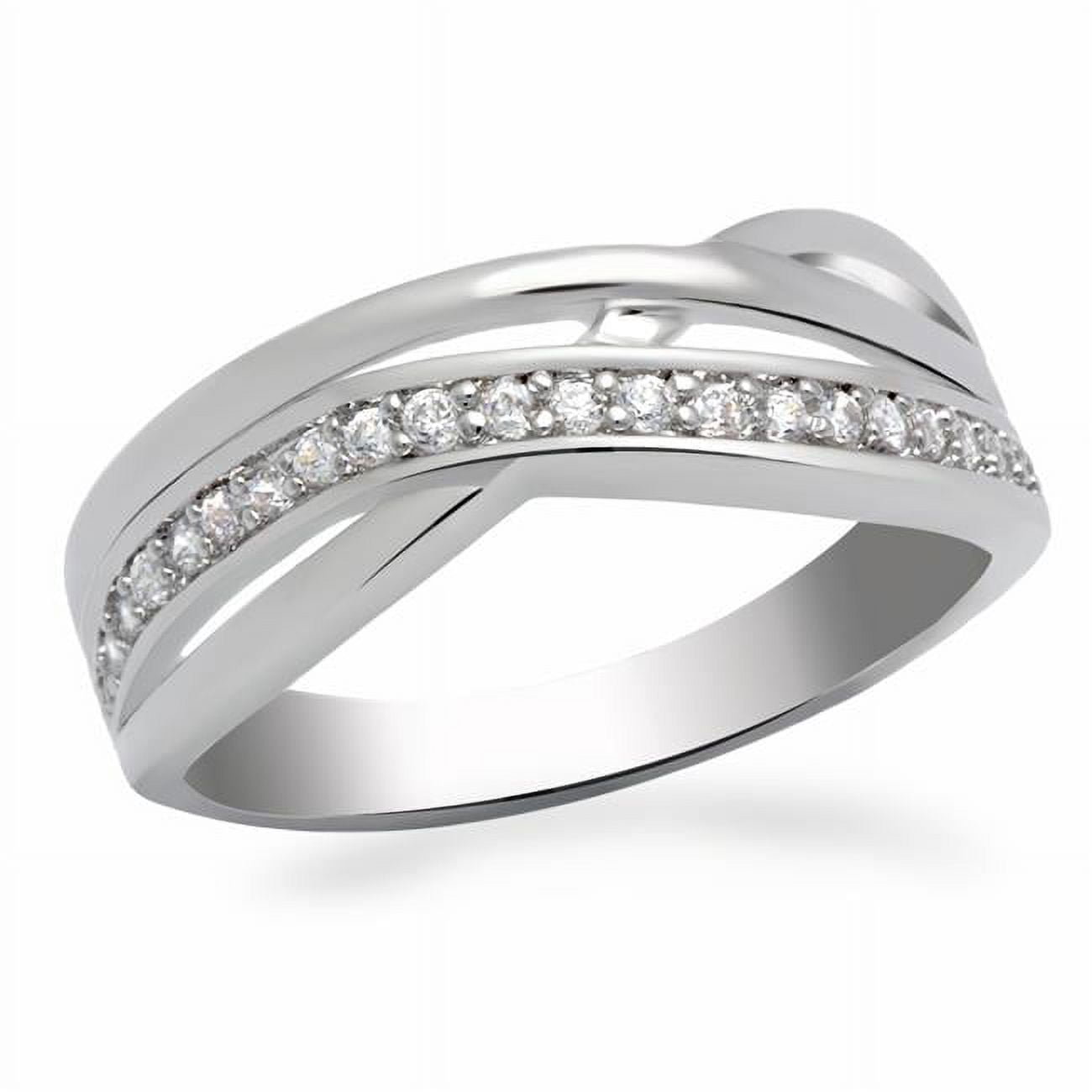 Women Rhodium Brass Ring with AAA Grade CZ in Clear - Size 7
