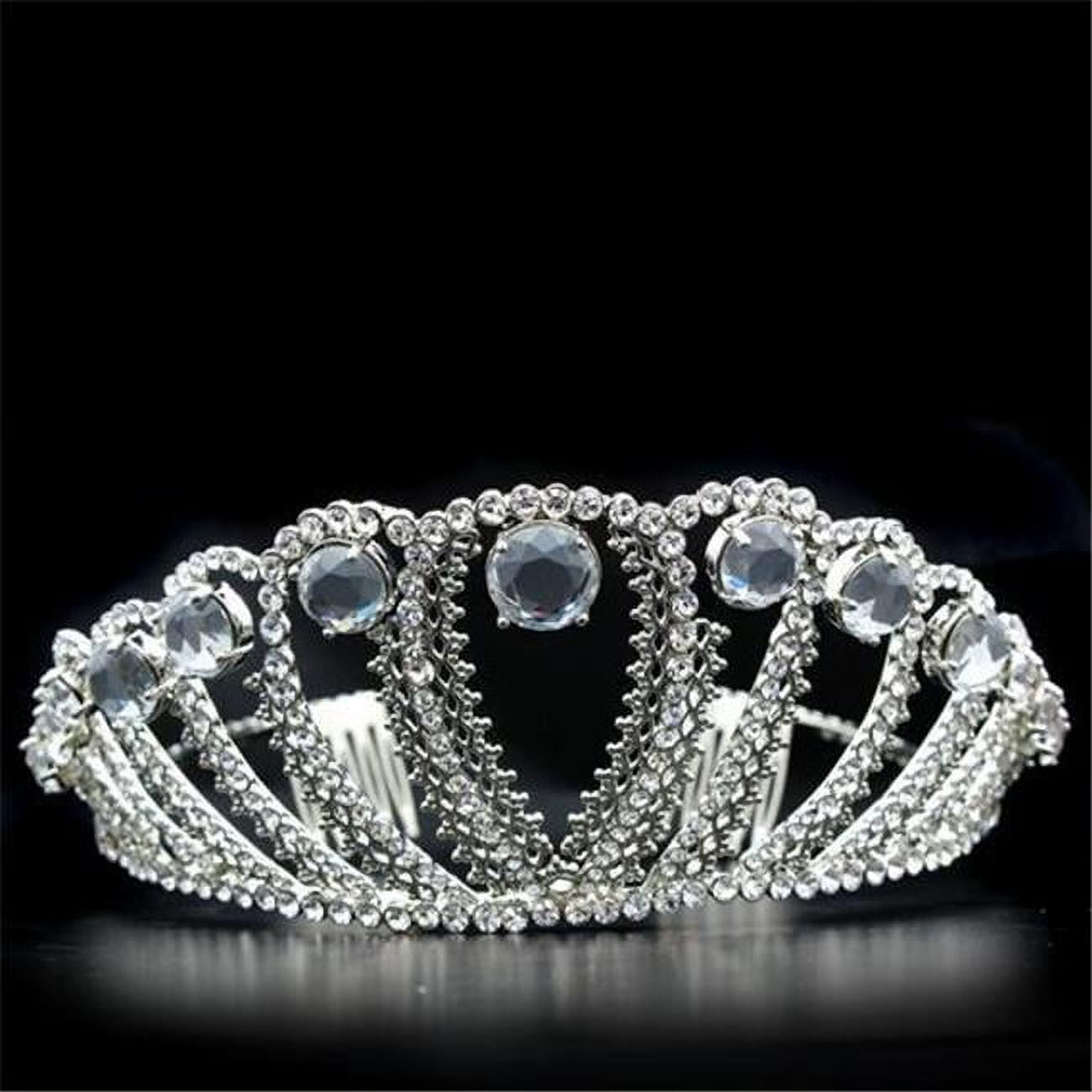 Picture of Alamode LO2108 Women Imitation Rhodium Brass Tiaras & Hair Clip with Top Grade Crystal in Clear