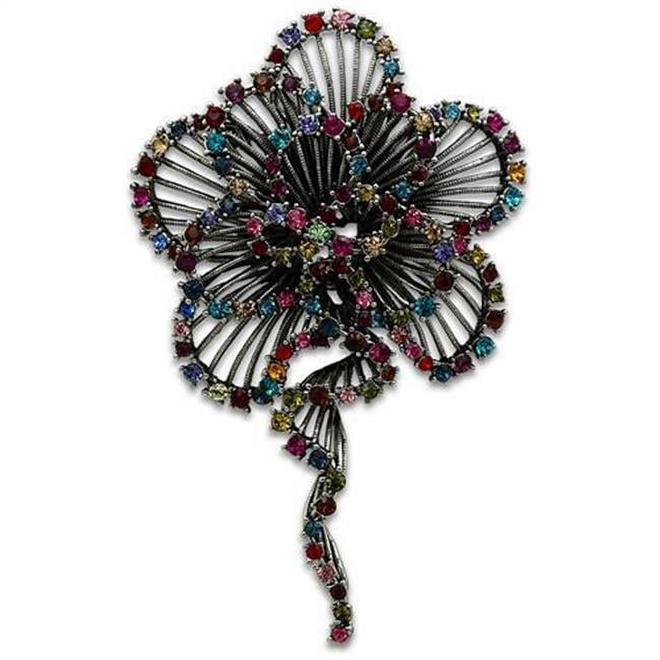 Picture of Alamode LO2395 Women Imitation Rhodium White Metal Brooches with Top Grade Crystal in Multi Color
