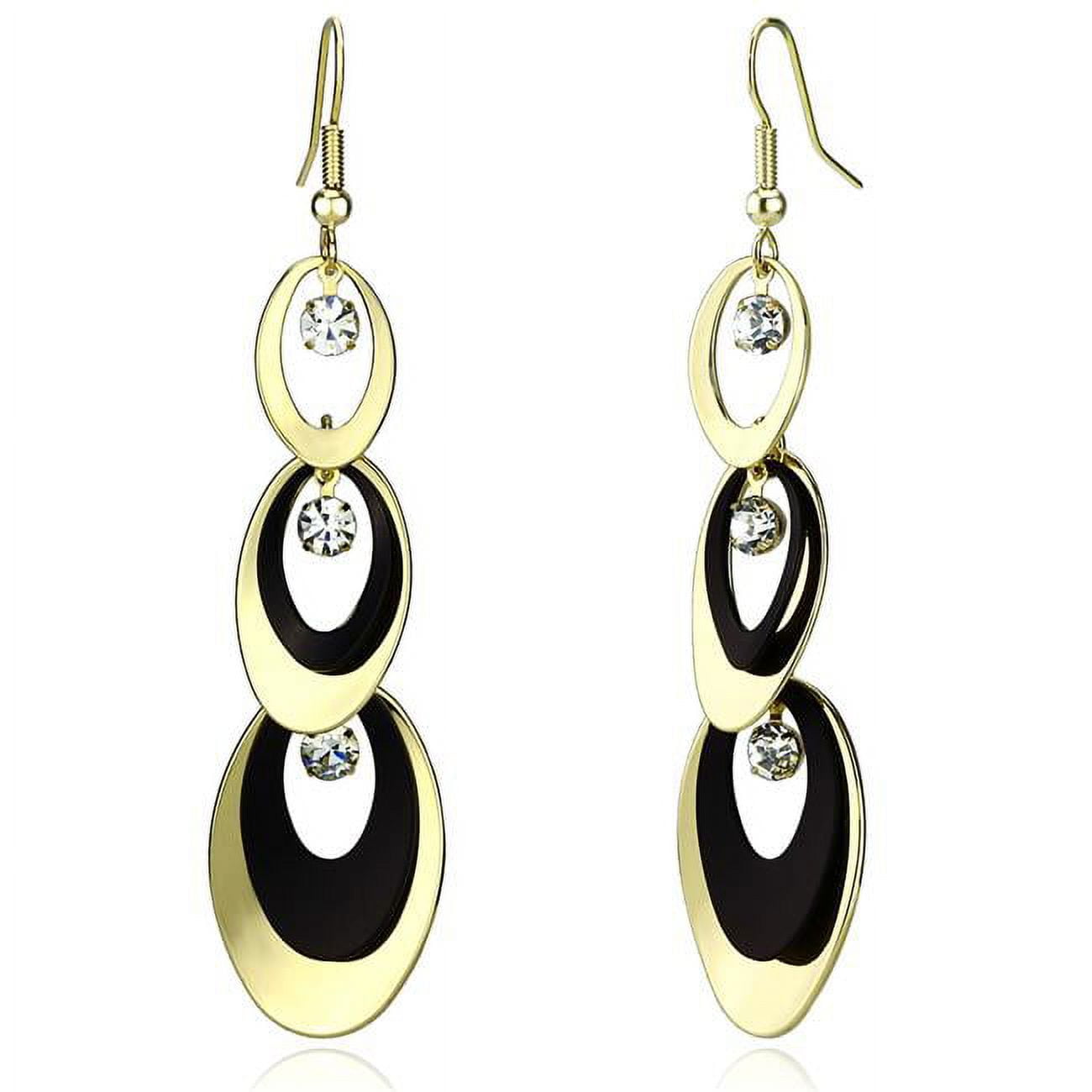 Picture of Alamode LO2652 Women Gold & Ruthenium Iron Earrings with Top Grade Crystal in Clear