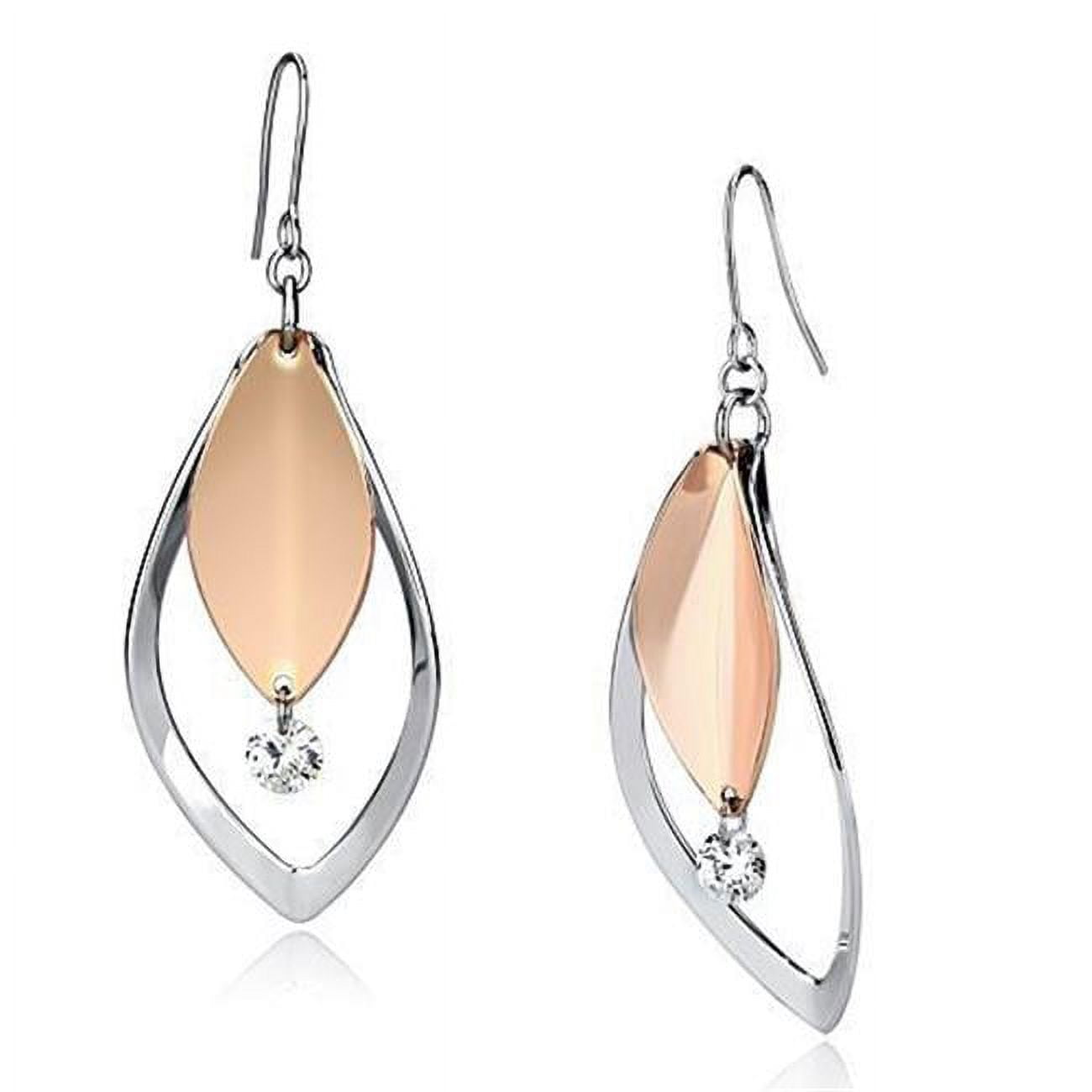 Picture of Alamode LO2684 Women Rose Gold & Rhodium Iron Earrings with AAA Grade CZ in Clear