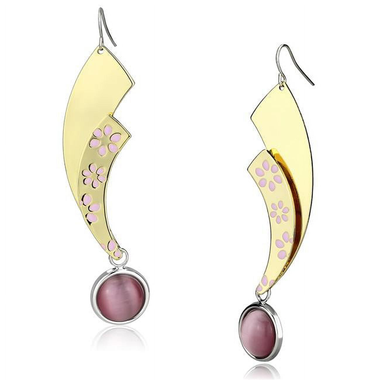 Picture of Alamode LO2731 Women Gold & Rhodium Iron Earrings with Synthetic in Rose