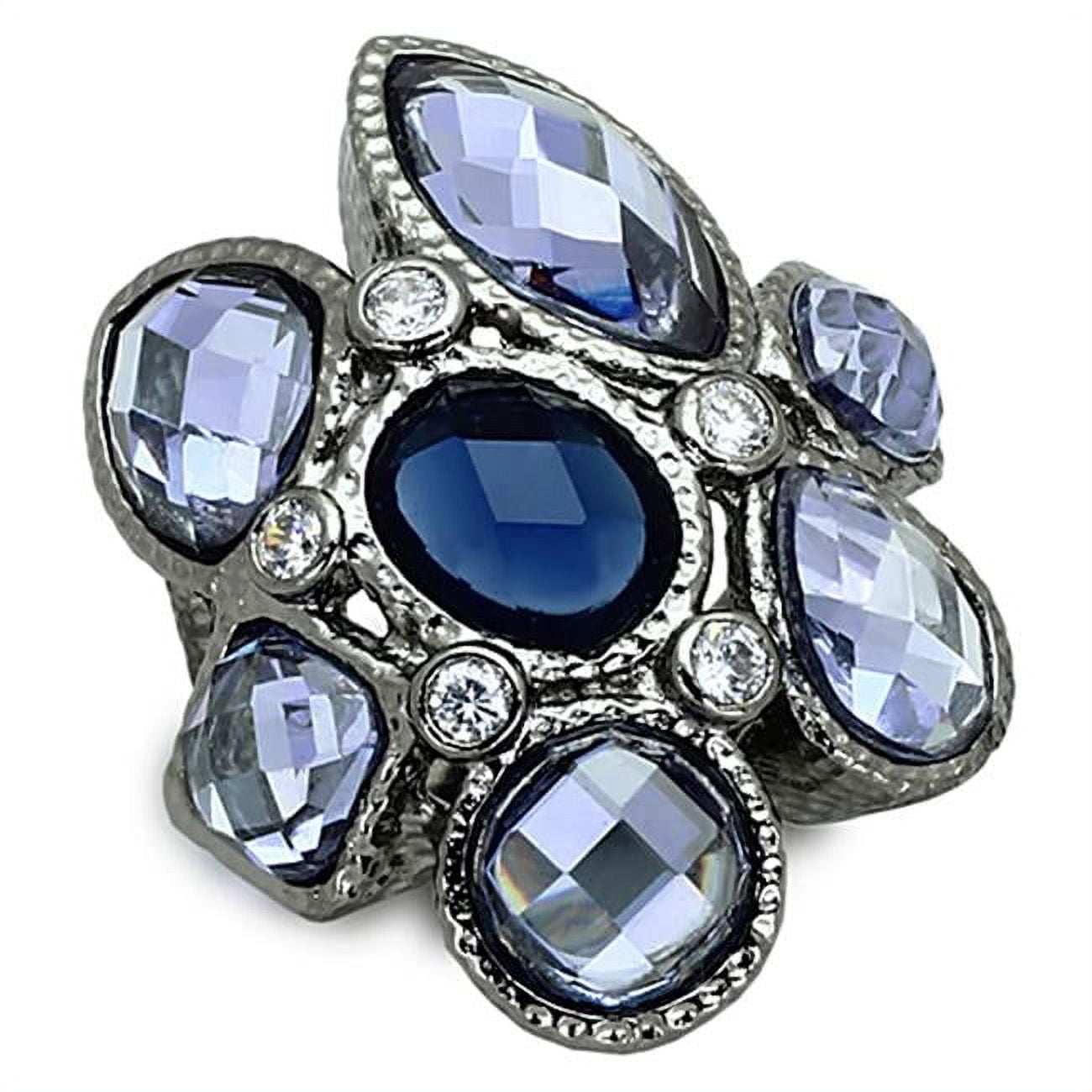 Women Ruthenium Brass Ring with Synthetic in Multi Color - Size 8