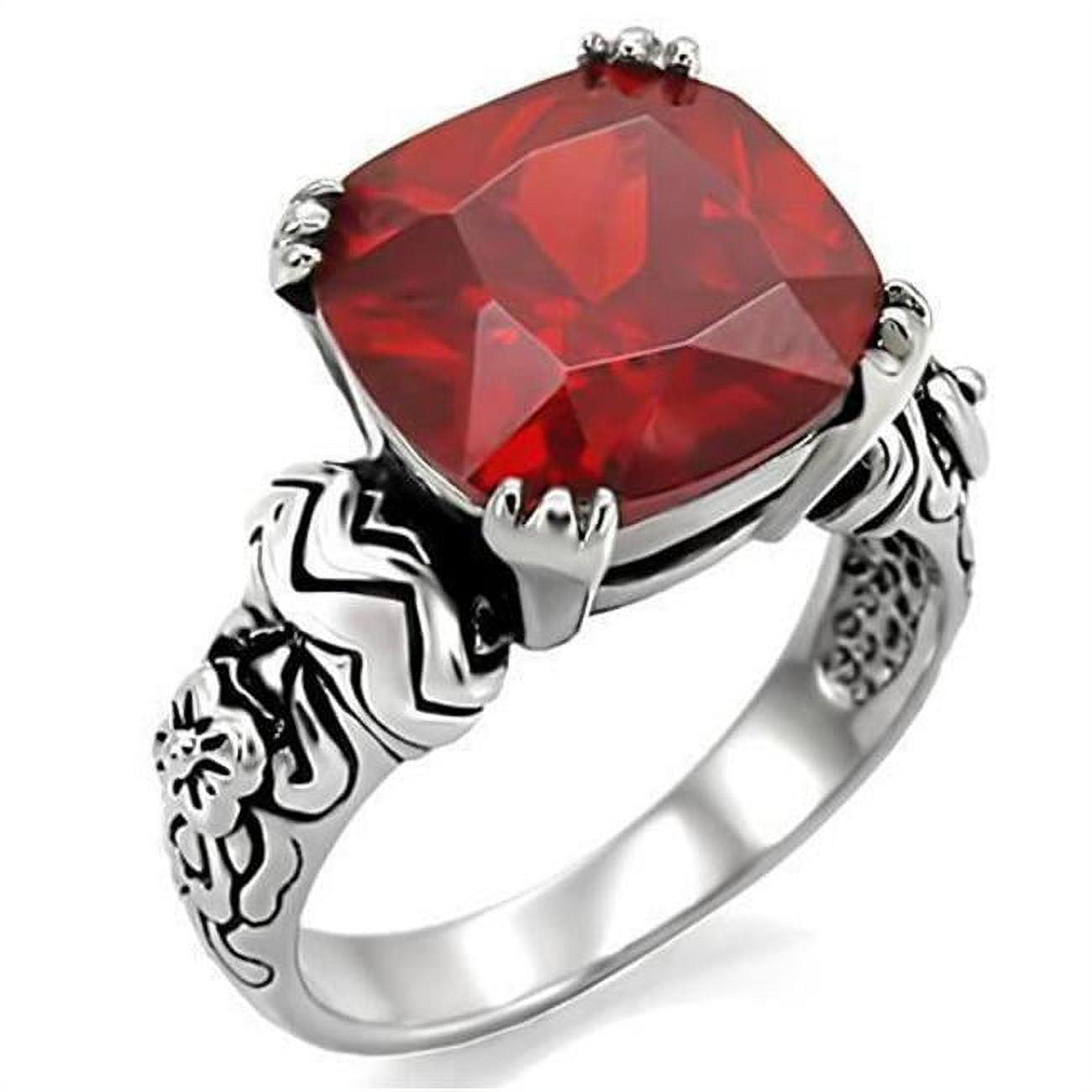 Women High Polished Stainless Steel Ring with AAA Grade CZ in Siam - Size 5