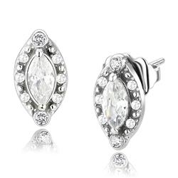 Picture of Alamode DA368 Women High Polished Stainless Steel Earrings with AAA Grade CZ in Clear