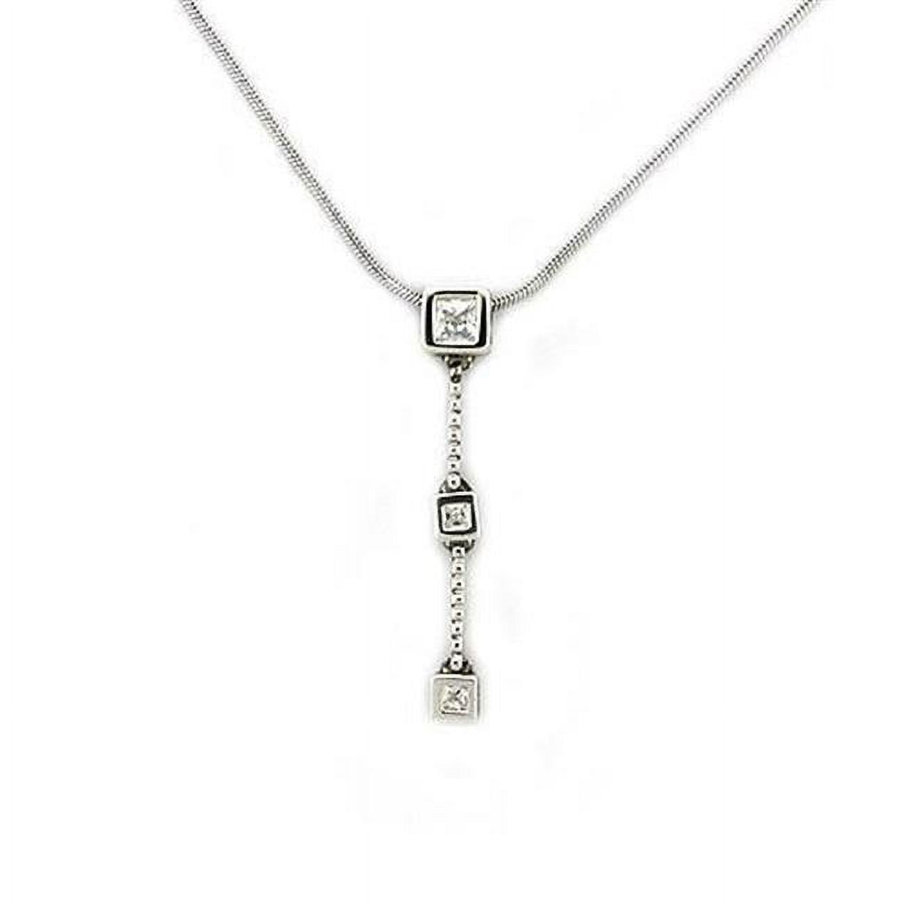 Picture of Alamode LOAS1314-16 Women Rhodium 925 Sterling Silver Chain Pendant with AAA Grade CZ in Clear - 16 in.