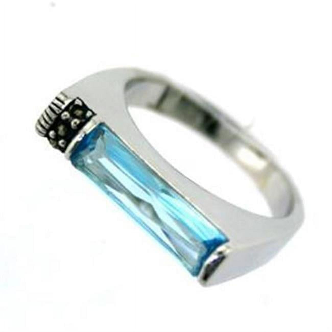 Picture of Alamode LOAS723-8 Women Rhodium 925 Sterling Silver Ring with Synthetic in Aquamarine - Size 8