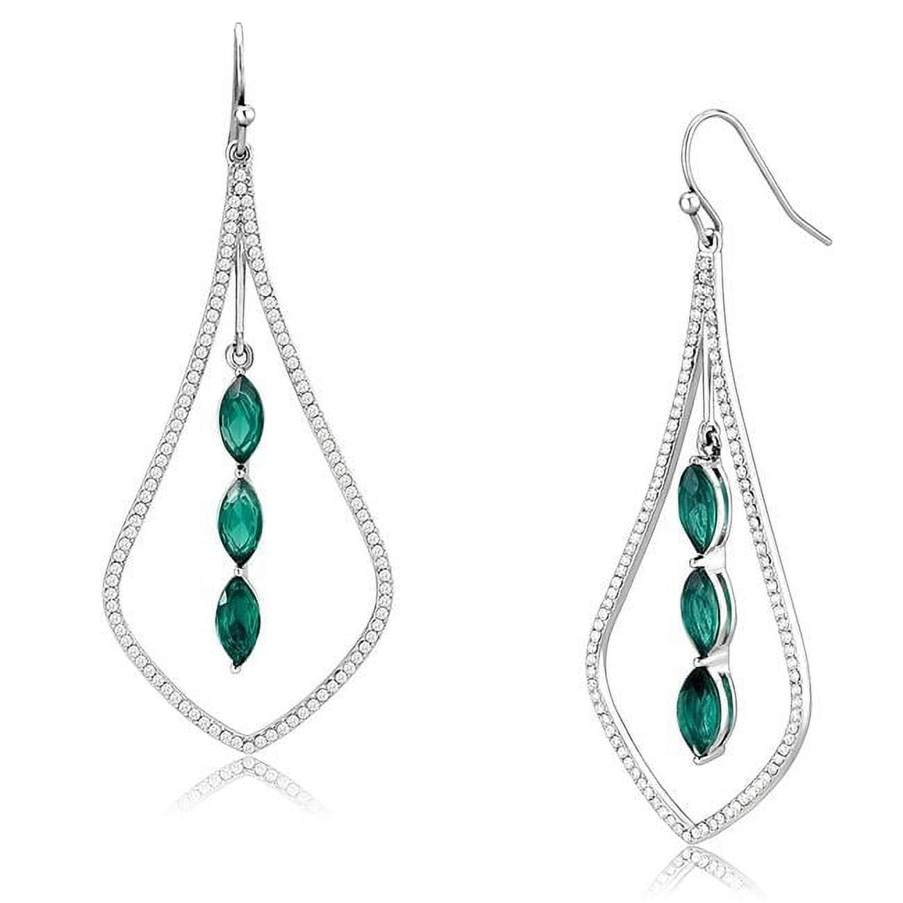 Picture of Alamode DA376 Women High Polished Stainless Steel Earrings with Synthetic in Blue Zircon