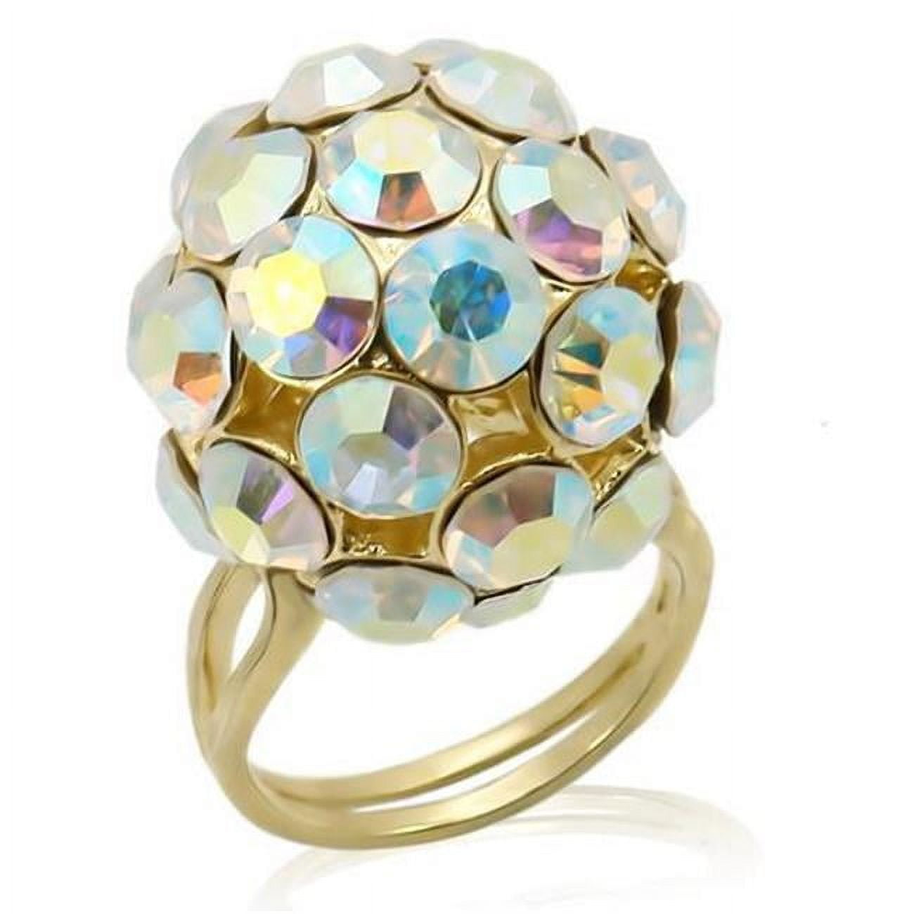 LOS189-7 Women Gold 925 Sterling Silver Ring with Top Grade Crystal in White - Size 7