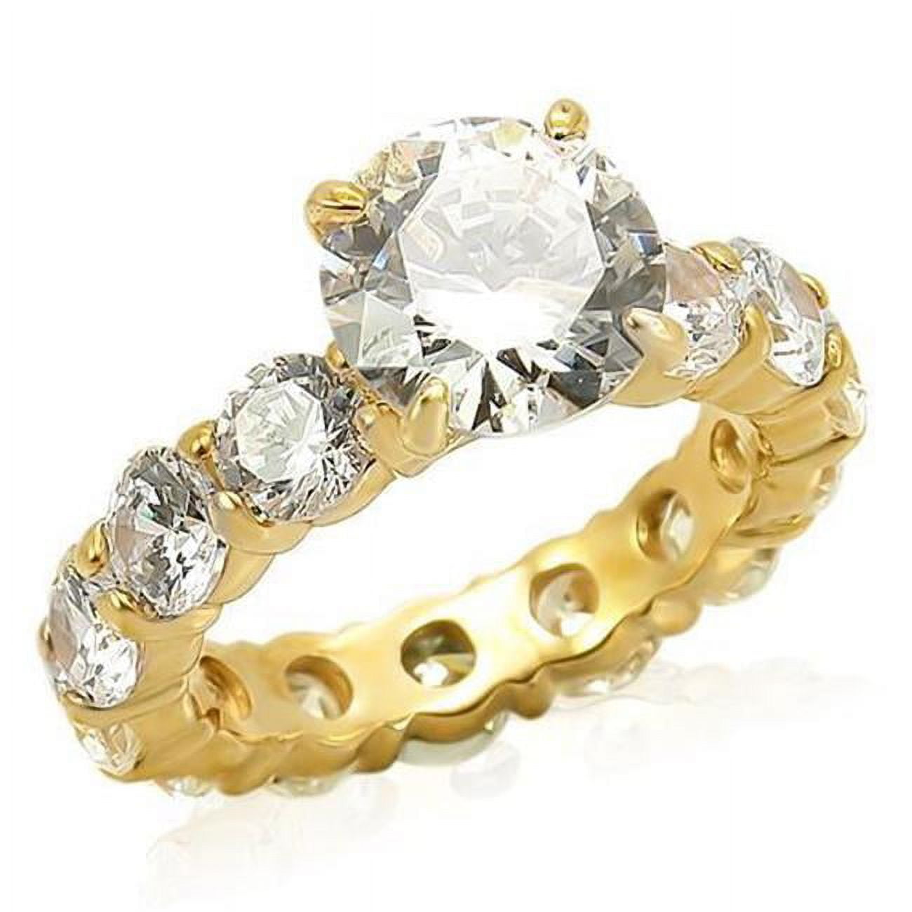 Women Gold 925 Sterling Silver Ring with AAA Grade CZ in Clear - Size 8