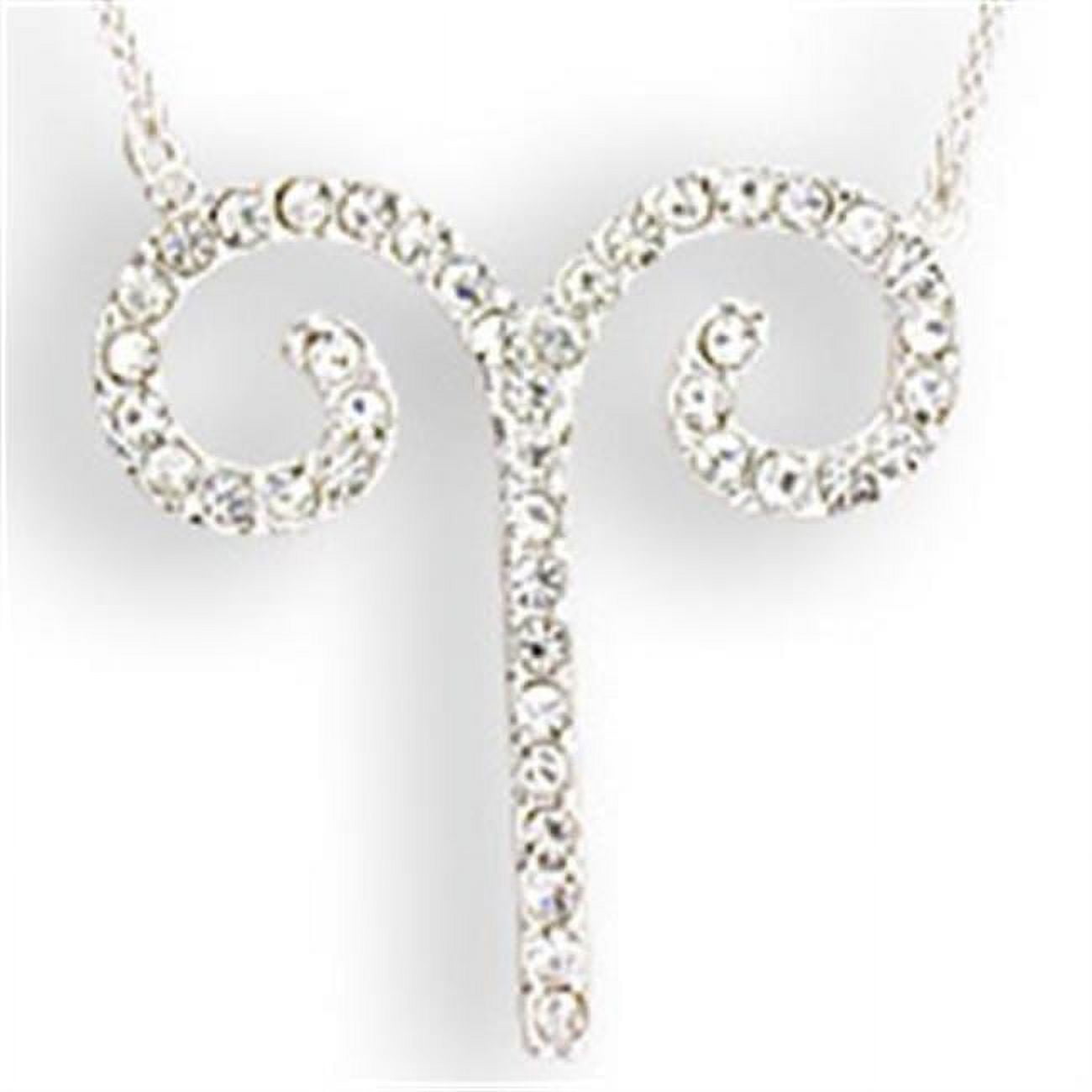 Picture of Alamode SNK08-18 Women Silver Brass Chain Pendant with Top Grade Crystal in Clear - 18 in.