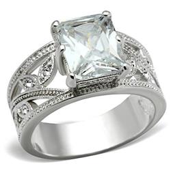 SS024-8 Women Silver 925 Sterling Silver Ring with AAA Grade CZ in Clear - Size 8