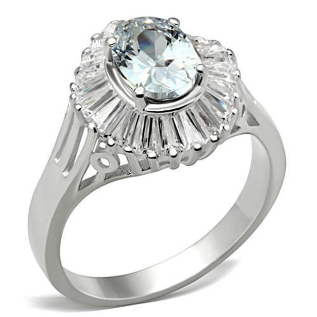 SS042-7 Women Silver 925 Sterling Silver Ring with AAA Grade CZ in Clear - Size 7