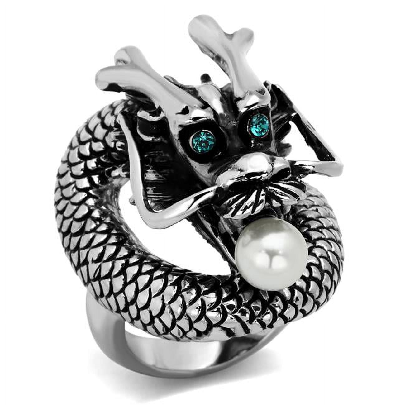 Women High Polished Stainless Steel Ring with Synthetic in White - Size 5
