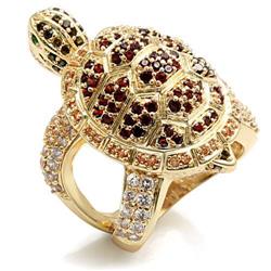 Women Imitation Gold Brass Ring with Synthetic in Emerald - Size 9