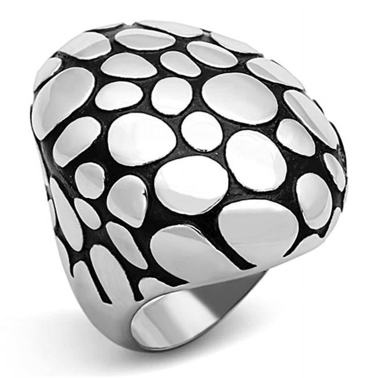Women High Polished Stainless Steel Ring with Epoxy in Jet - Size 9