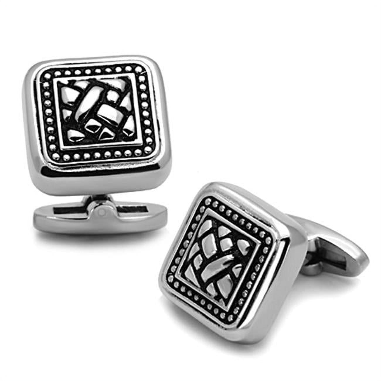 Picture of Alamode TK1256 Men High Polished Stainless Steel Cufflink with Epoxy in Jet