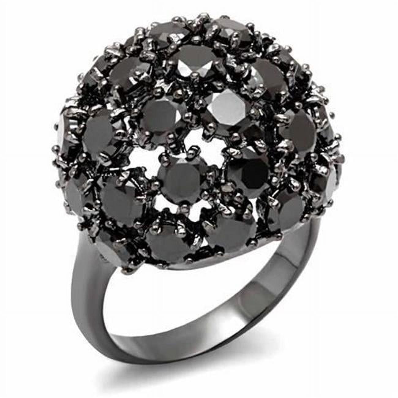 Women TIN Cobalt Black Brass Ring with AAA Grade CZ in Jet - Size 6