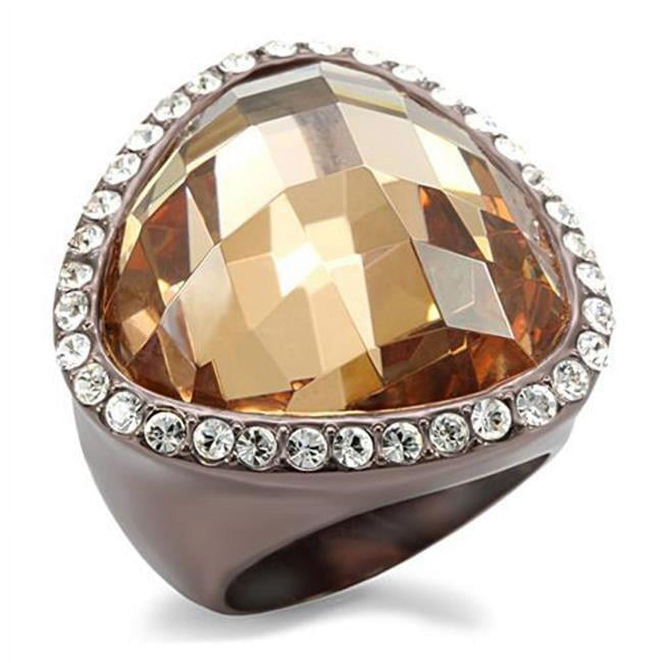 Women Chocolate Gold Brass Ring with AAA Grade CZ in Champagne - Size 8