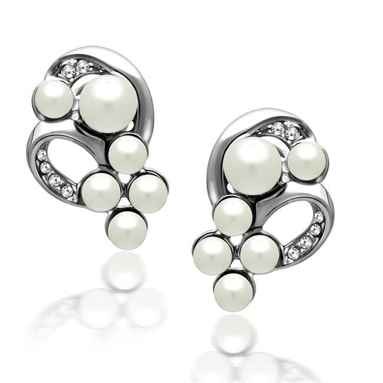 Picture of Alamode LO1970 Women Rhodium White Metal Earrings with Synthetic in White