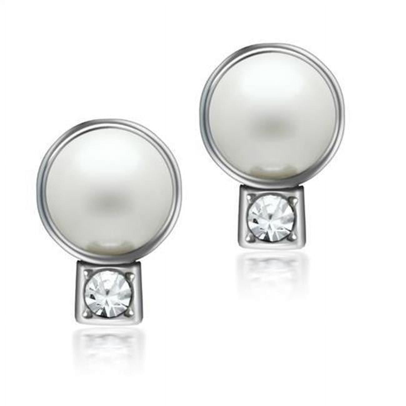 Picture of Alamode LO1997 Women Rhodium White Metal Earrings with Synthetic in White