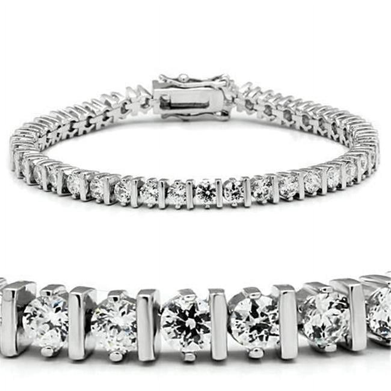 Picture of Alamode 47206-7 Women Rhodium Brass Bracelet with AAA Grade CZ in Clear - 7 in.