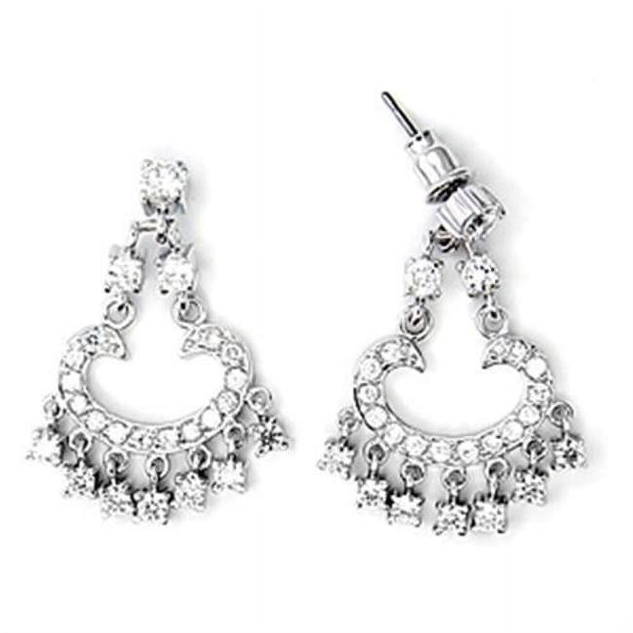 6X267 Women High-Polished 925 Sterling Silver Earrings with AAA Grade CZ in Clear