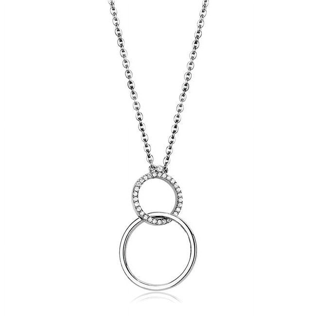 Picture of Alamode DA097-18 Women High Polished Stainless Steel Chain Pendant with AAA Grade CZ in Clear - 18 in.