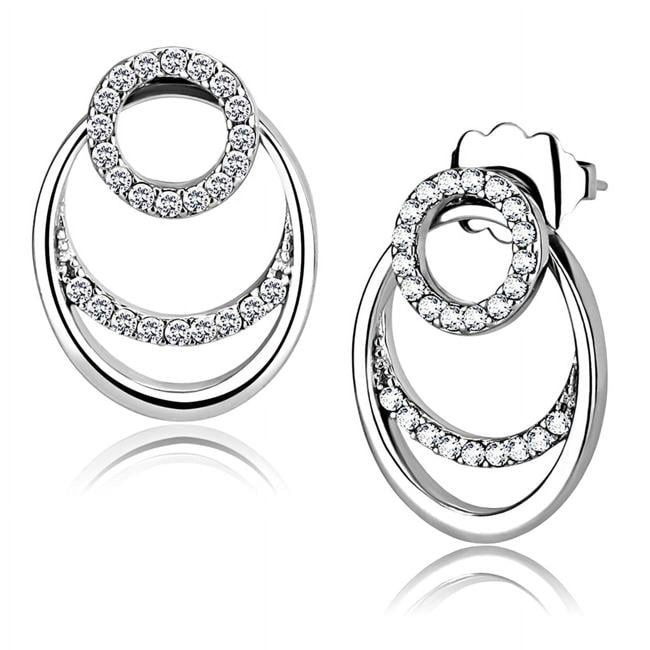 Picture of Alamode DA219 Women High Polished Stainless Steel Earrings with AAA Grade CZ in Clear