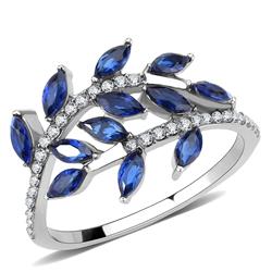 Picture of Alamode DA274-6 Women High Polished Stainless Steel Ring with Synthetic in London Blue - Size 6