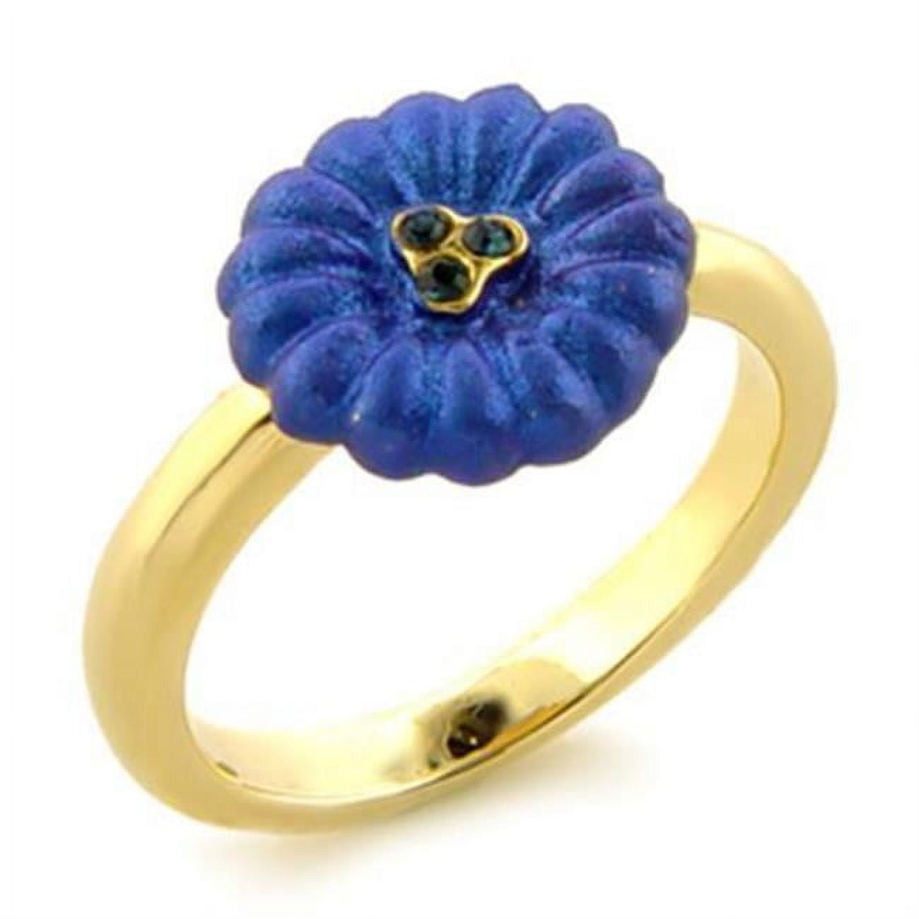 LO091-6 Women Gold White Metal Ring with Top Grade Crystal in Montana - Size 6