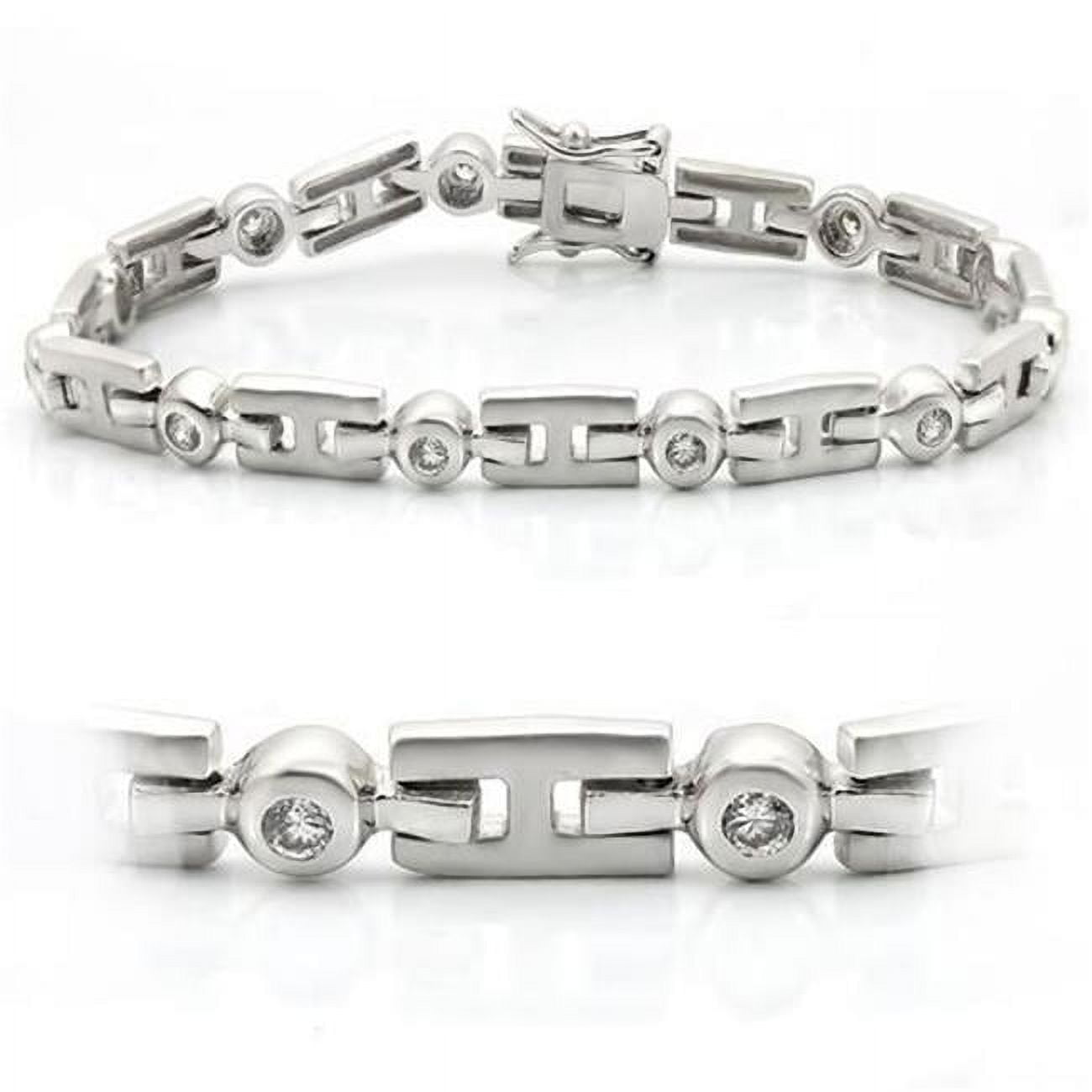 Picture of Alamode LO1163-7 Women Matte Rhodium & Rhodium Brass Bracelet with AAA Grade CZ in Clear - 7 in.