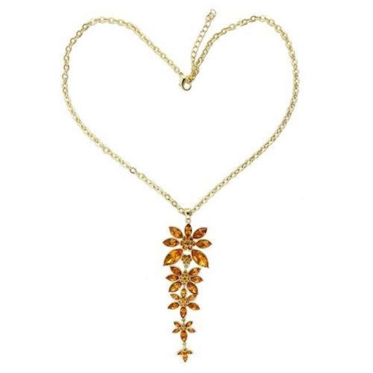 Picture of Alamode LO1181-18 Women Gold Brass Chain Pendant with Top Grade Crystal in Topaz - 18 in.