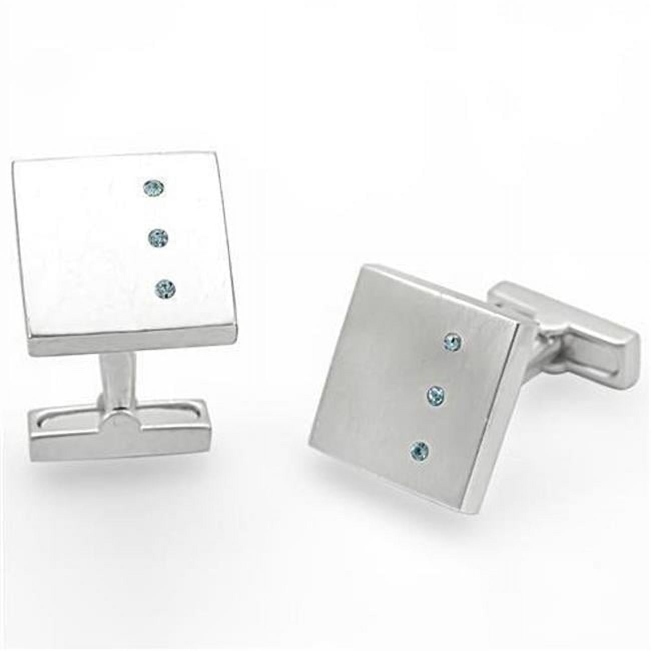 Picture of Alamode LO1382 Men Rhodium Brass Cufflink with Top Grade Crystal in Sea Blue