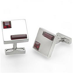 Men Rhodium Brass Cufflink with Top Grade Crystal in Siam