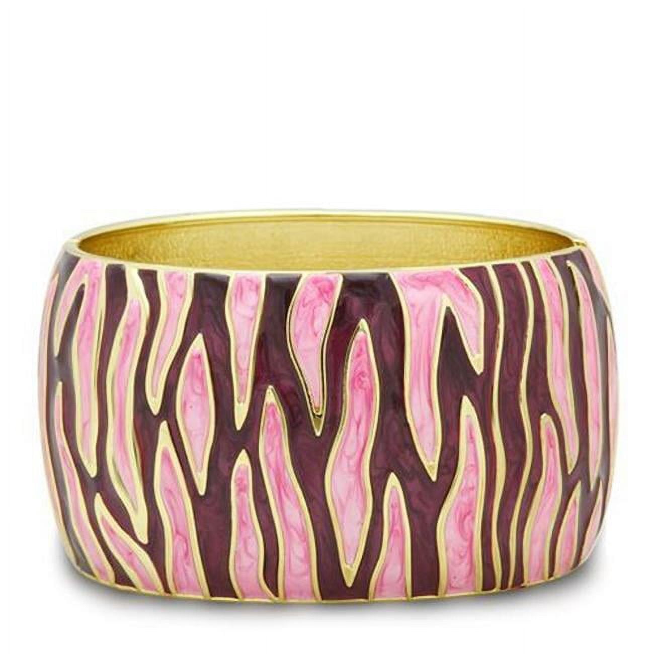 Women Flash Gold White Metal Bangle with Epoxy in No Stone - 7 in.