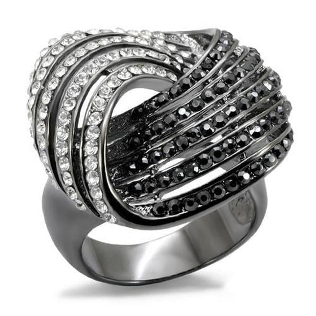 Women TIN Cobalt Black Brass Ring with Top Grade Crystal in Jet - Size 6