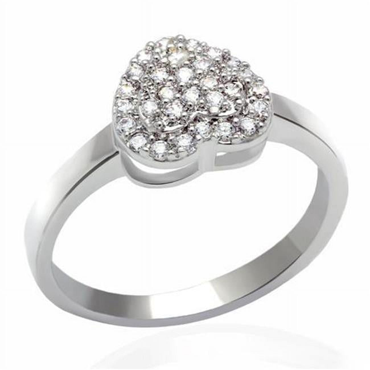Women Rhodium Brass Ring with AAA Grade CZ in Clear - Size 7