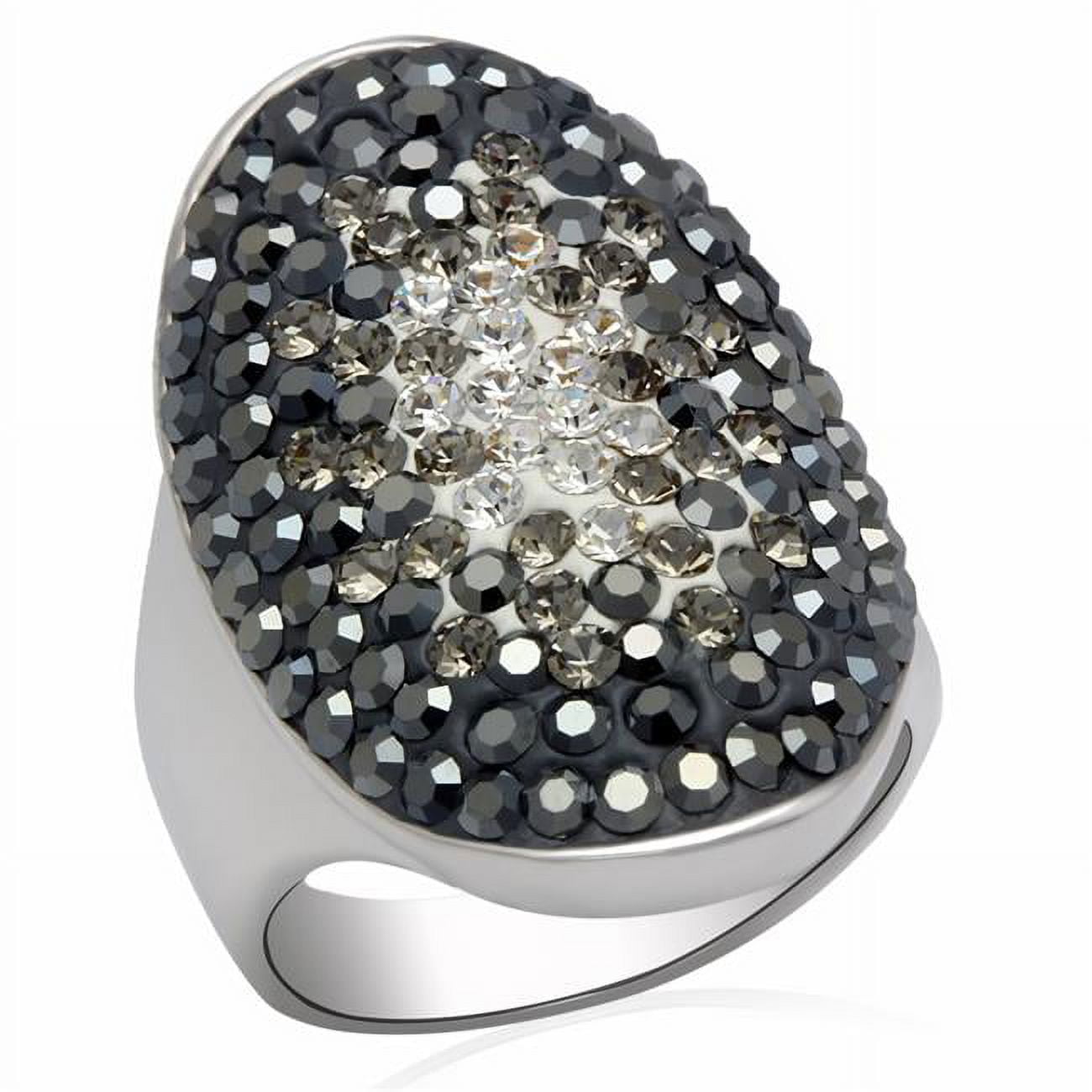 Women Rhodium Brass Ring with Top Grade Crystal in Multi Color - Size 9