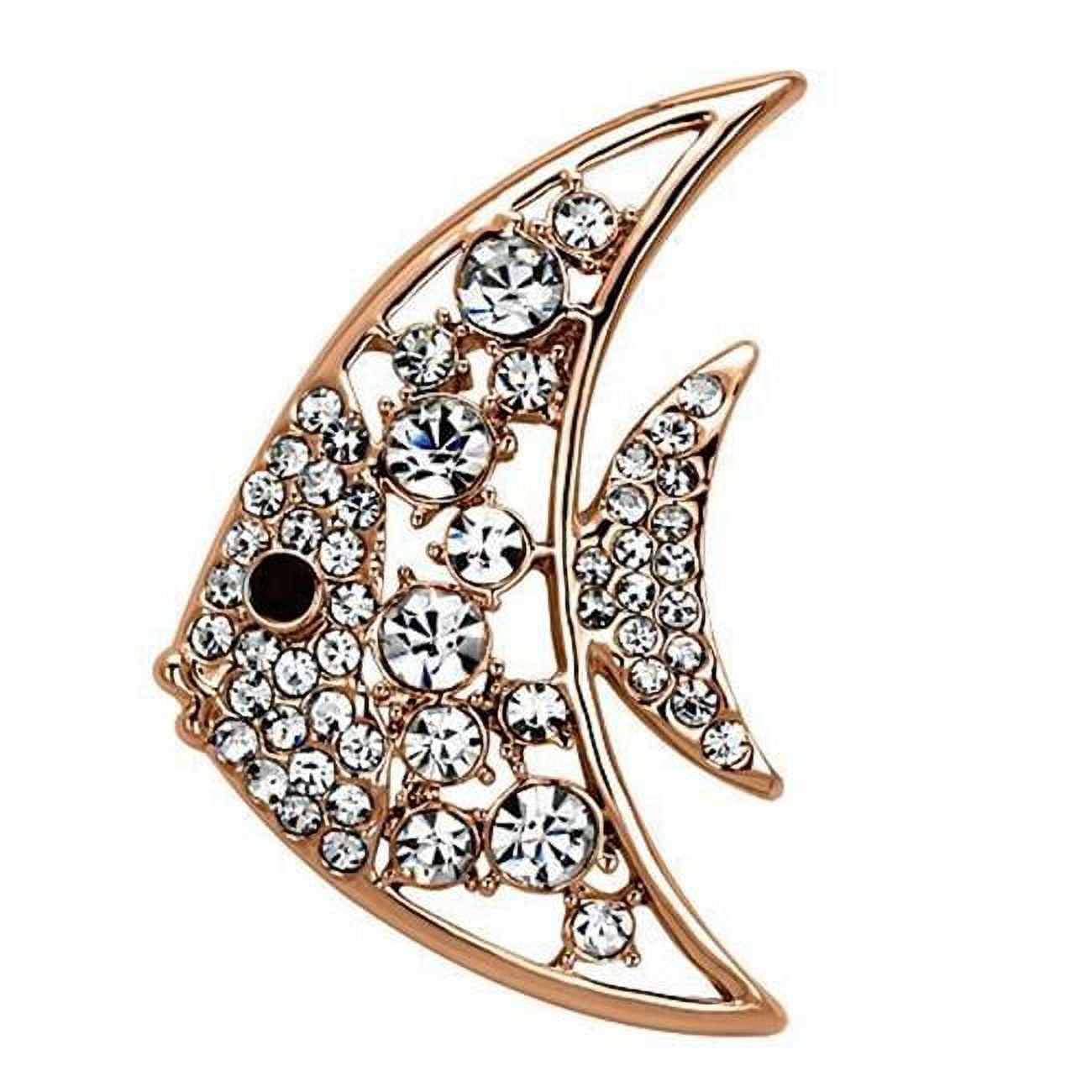Picture of Alamode LO2787 Women Flash Rose Gold White Metal Brooches with Top Grade Crystal in Clear