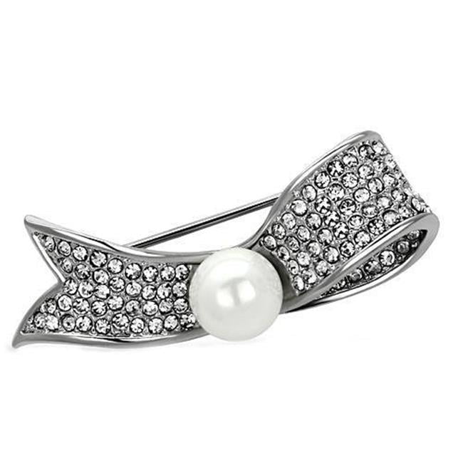 Picture of Alamode LO2799 Women Imitation Rhodium White Metal Brooches with Synthetic in White