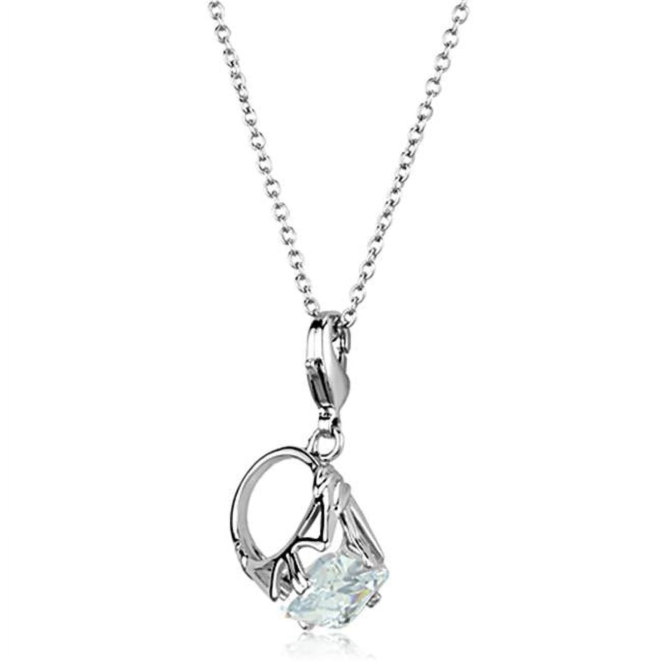 Women Rhodium Brass Pendant with AAA Grade CZ in Clear