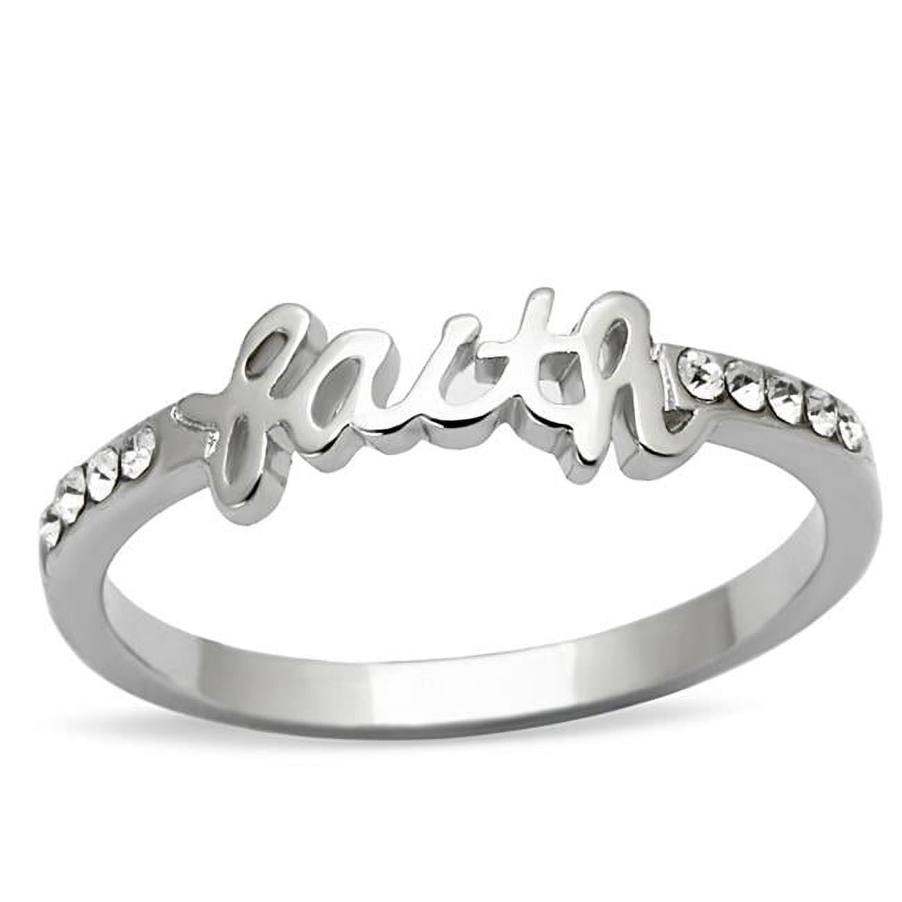 Women Rhodium Brass Ring with Top Grade Crystal in Clear - Size 9