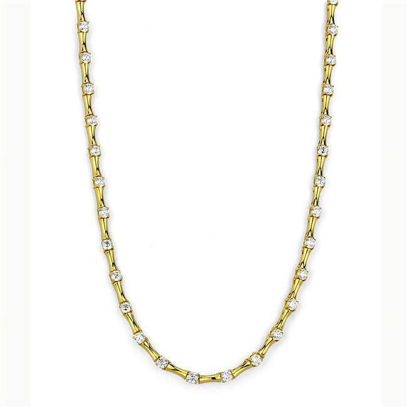 Picture of Alamode LO4123-18 Women Gold Brass Necklace with AAA Grade CZ in Clear - 18 in.