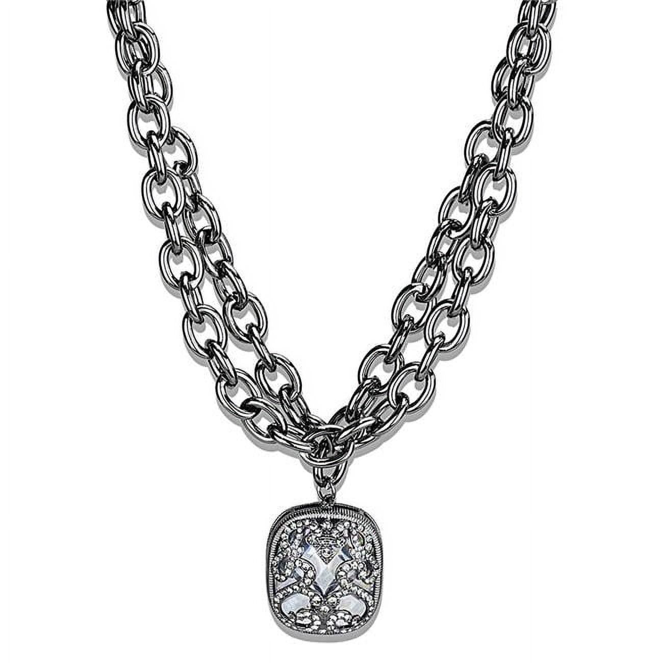 Picture of Alamode LO4207-14 Women TIN Cobalt Black Brass Necklace with AAA Grade CZ in Clear - 14 in.